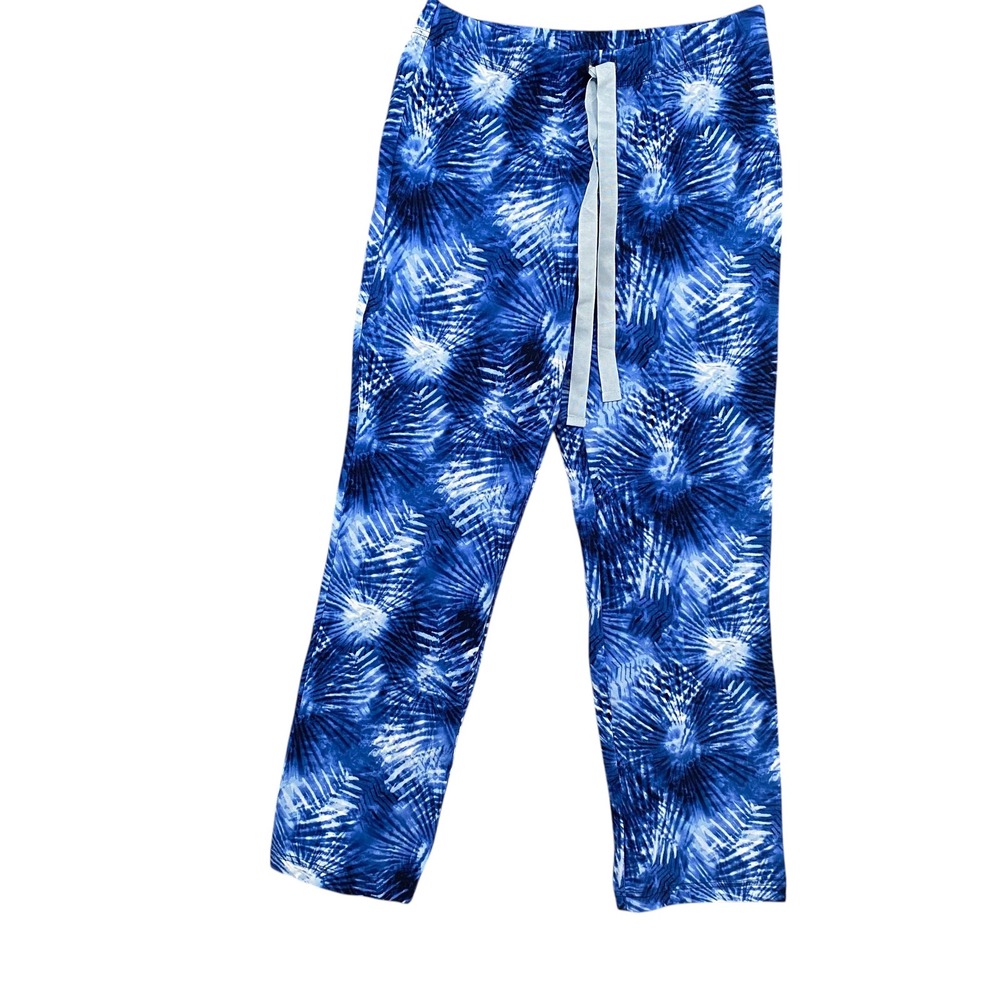 Lands End‎ Blue Print Lounge Pants Comfy Casual Drawstring Women's Size XXS